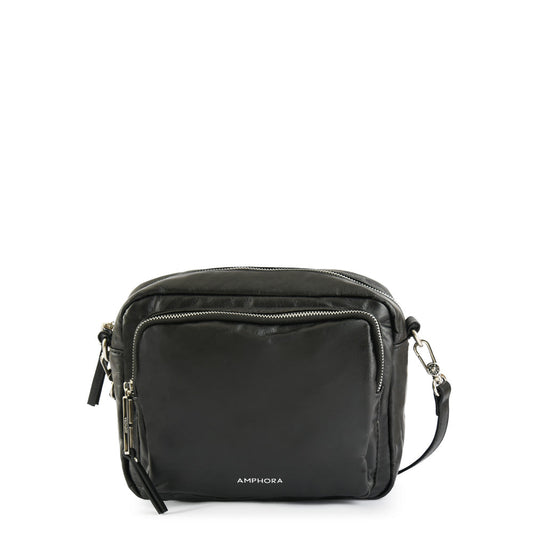 Small black organic crossbody wallet