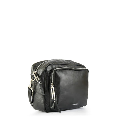 Small black organic crossbody wallet