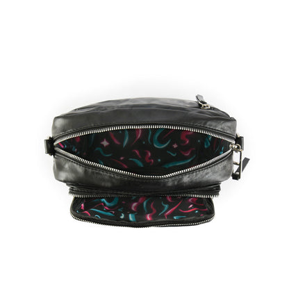 Small black organic crossbody wallet
