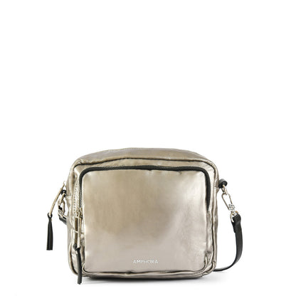 Small dark silver organic crossbody wallet