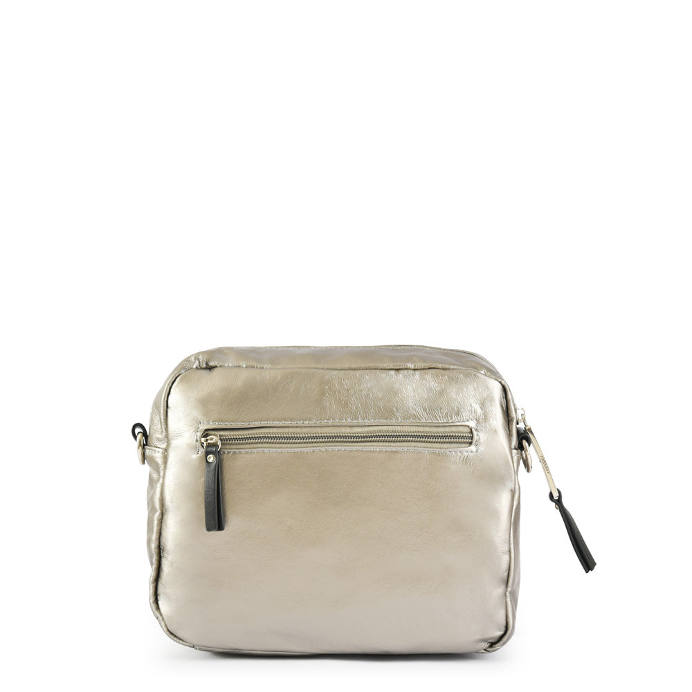 Small dark silver organic crossbody wallet