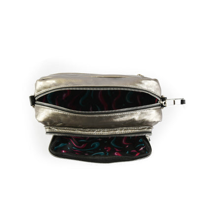 Small dark silver organic crossbody wallet