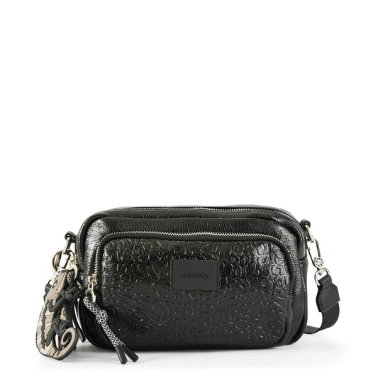 Medium exotic black crossbody wallet