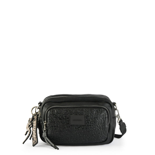 Medium Exotic Black Textured Crossbody Wallet