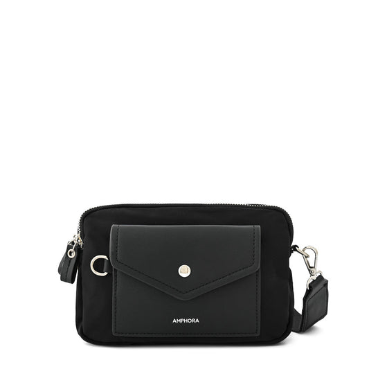Cyril small textured black crossbody wallet