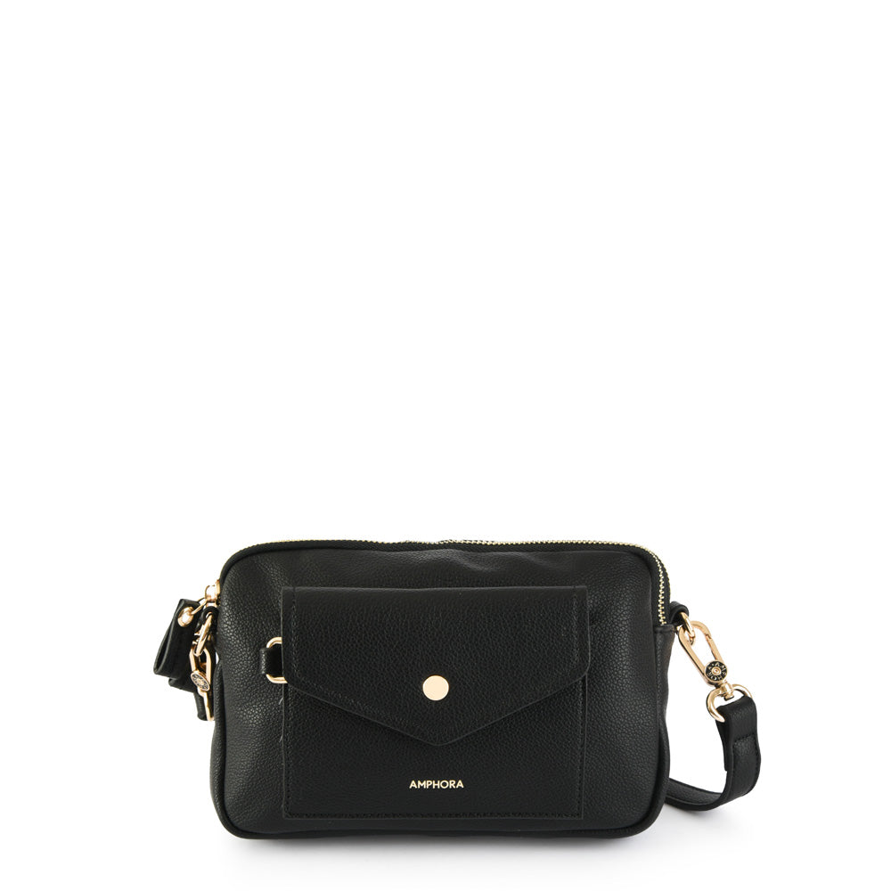 Cyril small textured black crossbody wallet