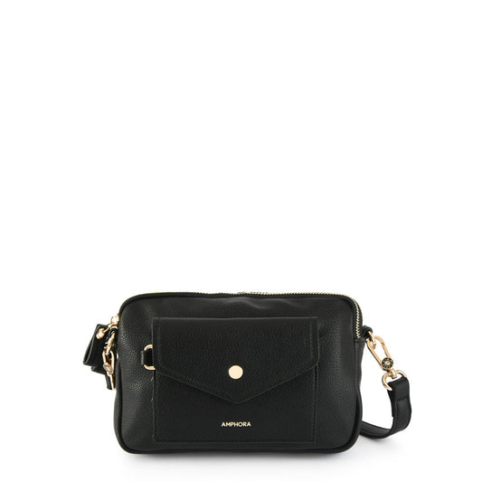 Cyril small textured black crossbody wallet
