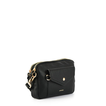 Cyril small textured black crossbody wallet