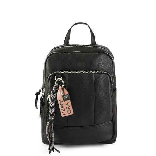 Riz Medium Textured Black Backpack