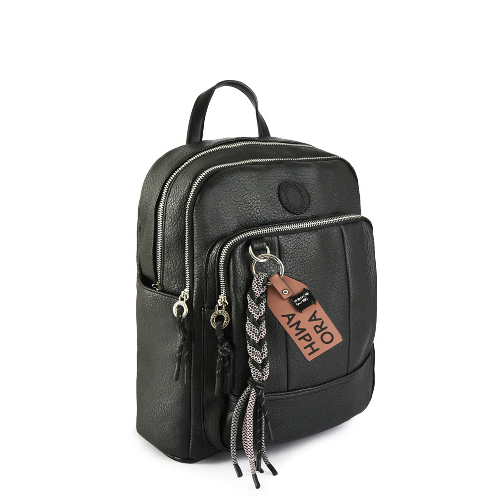 Riz Medium Textured Black Backpack