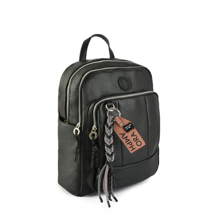 Riz Medium Textured Black Backpack