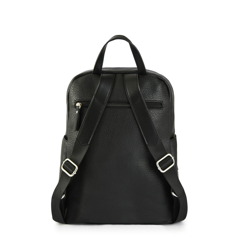 Riz Medium Textured Black Backpack