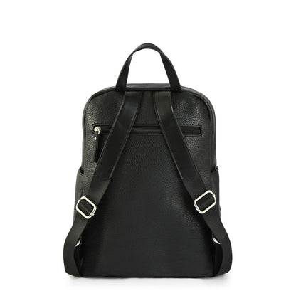 Riz Medium Textured Black Backpack