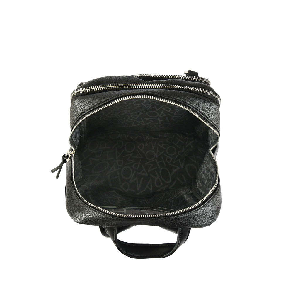 Riz Medium Textured Black Backpack