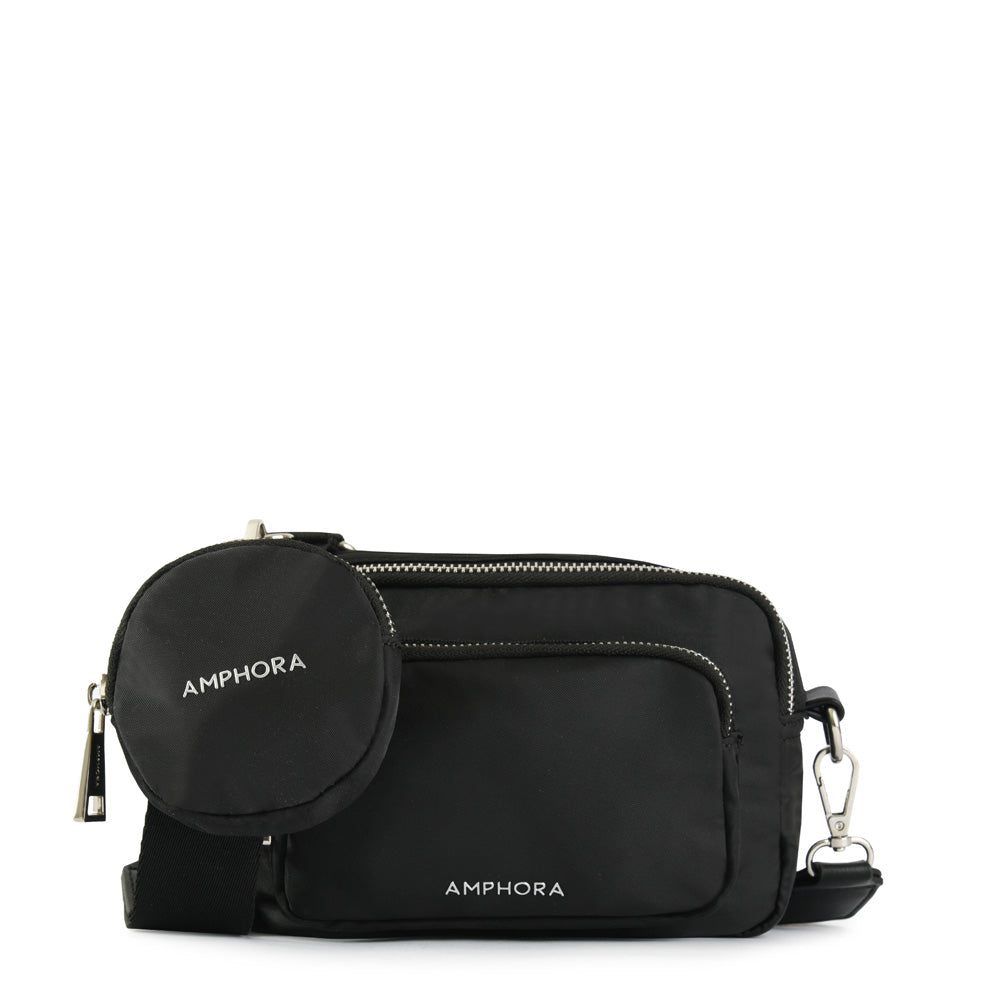 Small black feña crossbody wallet