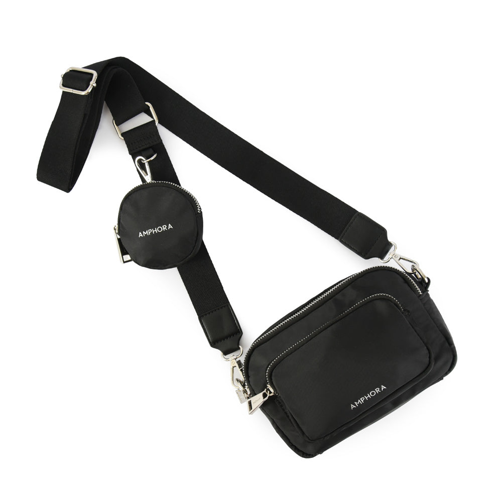 Small black feña crossbody wallet
