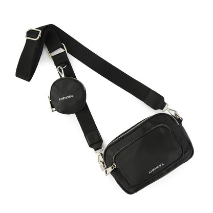 Small black feña crossbody wallet