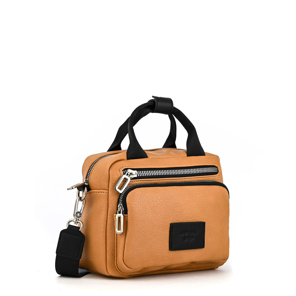 Medium poxy camel crossbody bag