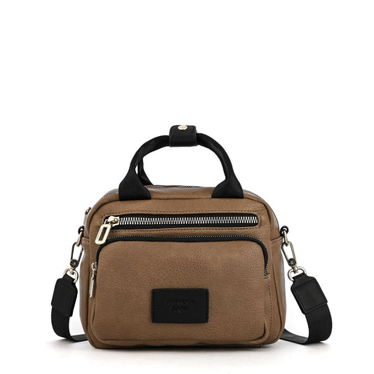 Medium dark taupe poxy crossbody bag
