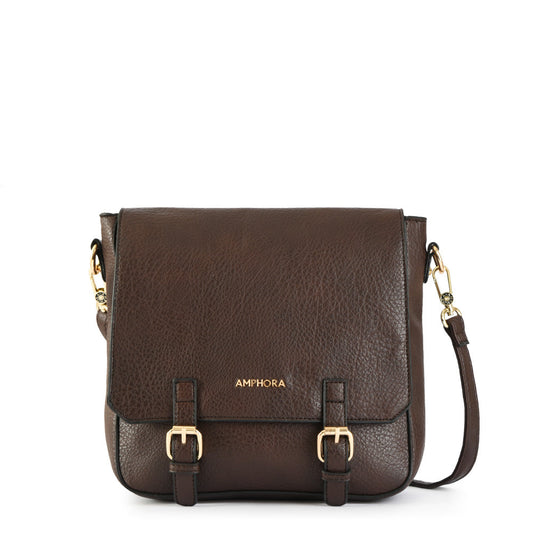 Medium dark brown aimar crossbody bag