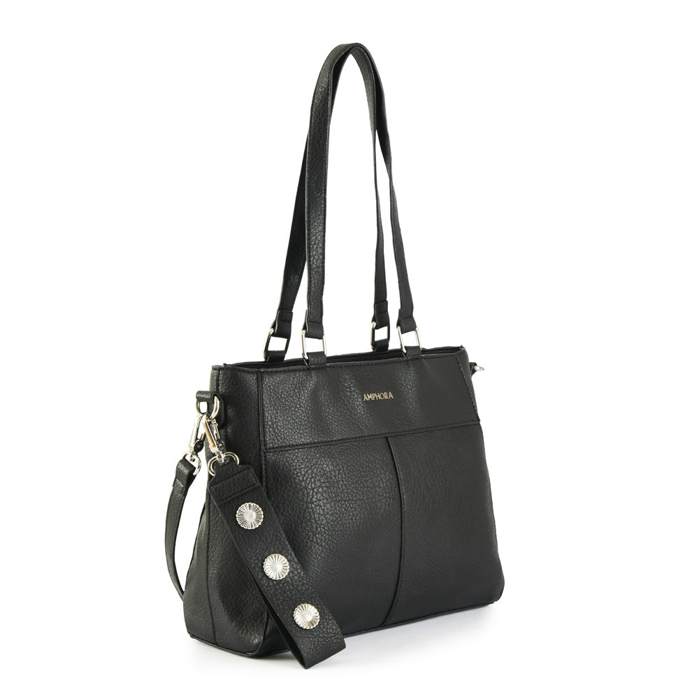 Wallet Two Handles Three divisions large black leroux