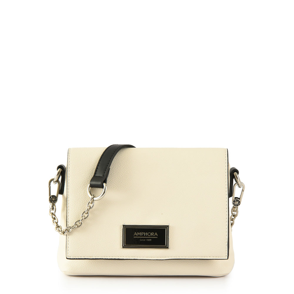 Small ecru white Paris crossbody bag