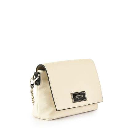 Small ecru white Paris crossbody bag