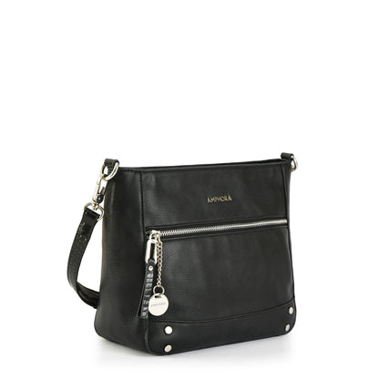 Large black guillot crossbody wallet