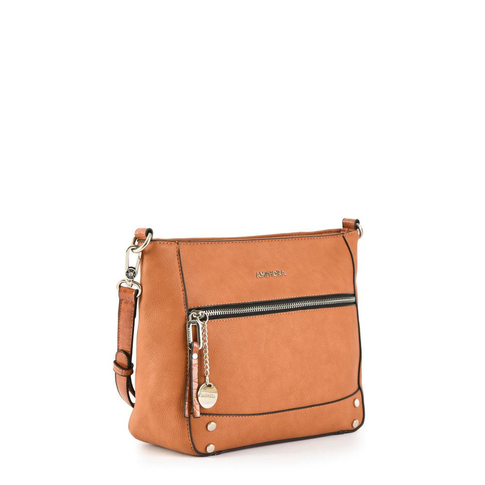 Large camel guillot crossbody wallet