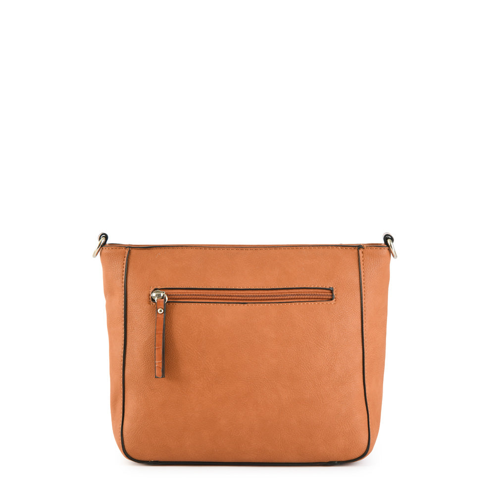 Large camel guillot crossbody wallet