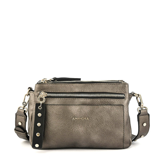 Medium dark silver carpentier crossbody wallet