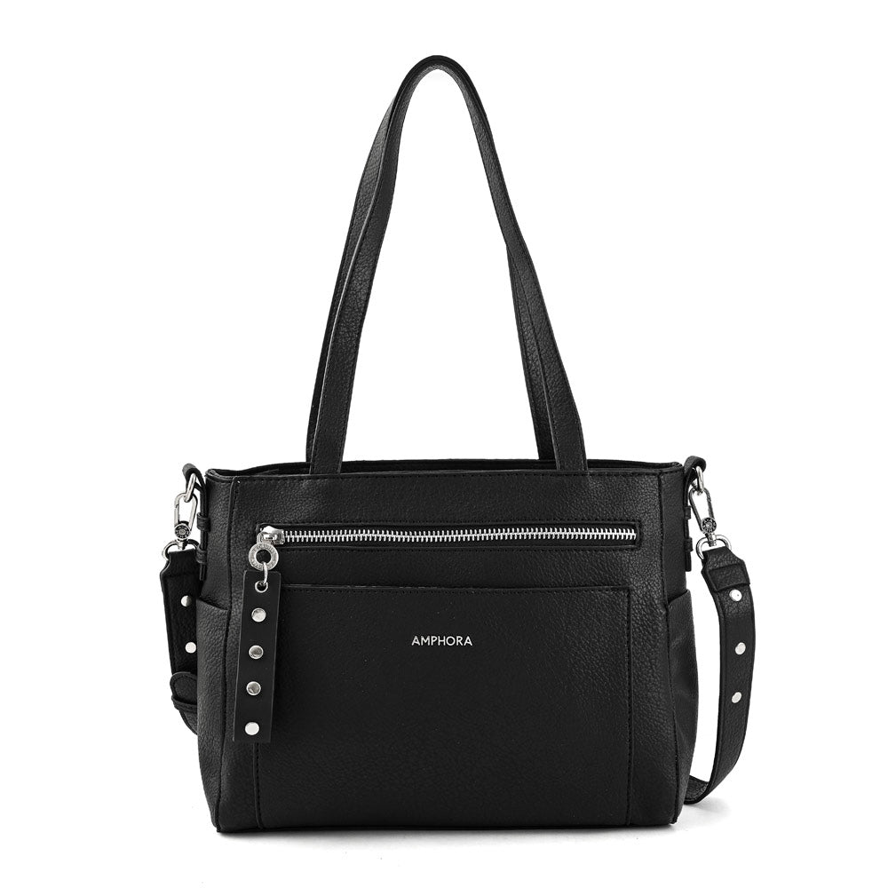 Medium black carpentier two-handle wallet