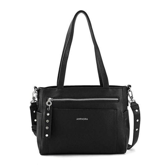 Medium black carpentier two-handle wallet
