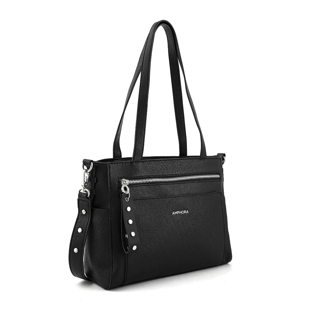 Medium black carpentier two-handle wallet