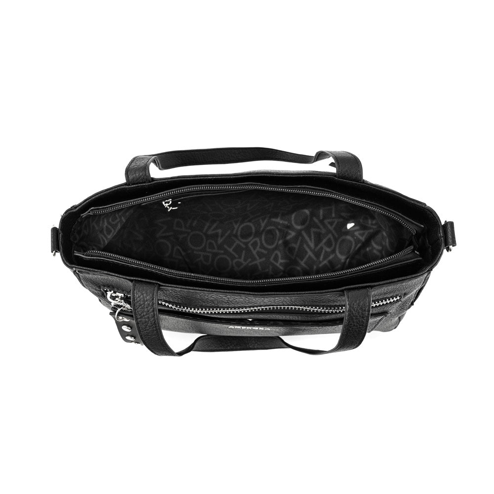Medium black carpentier two-handle wallet