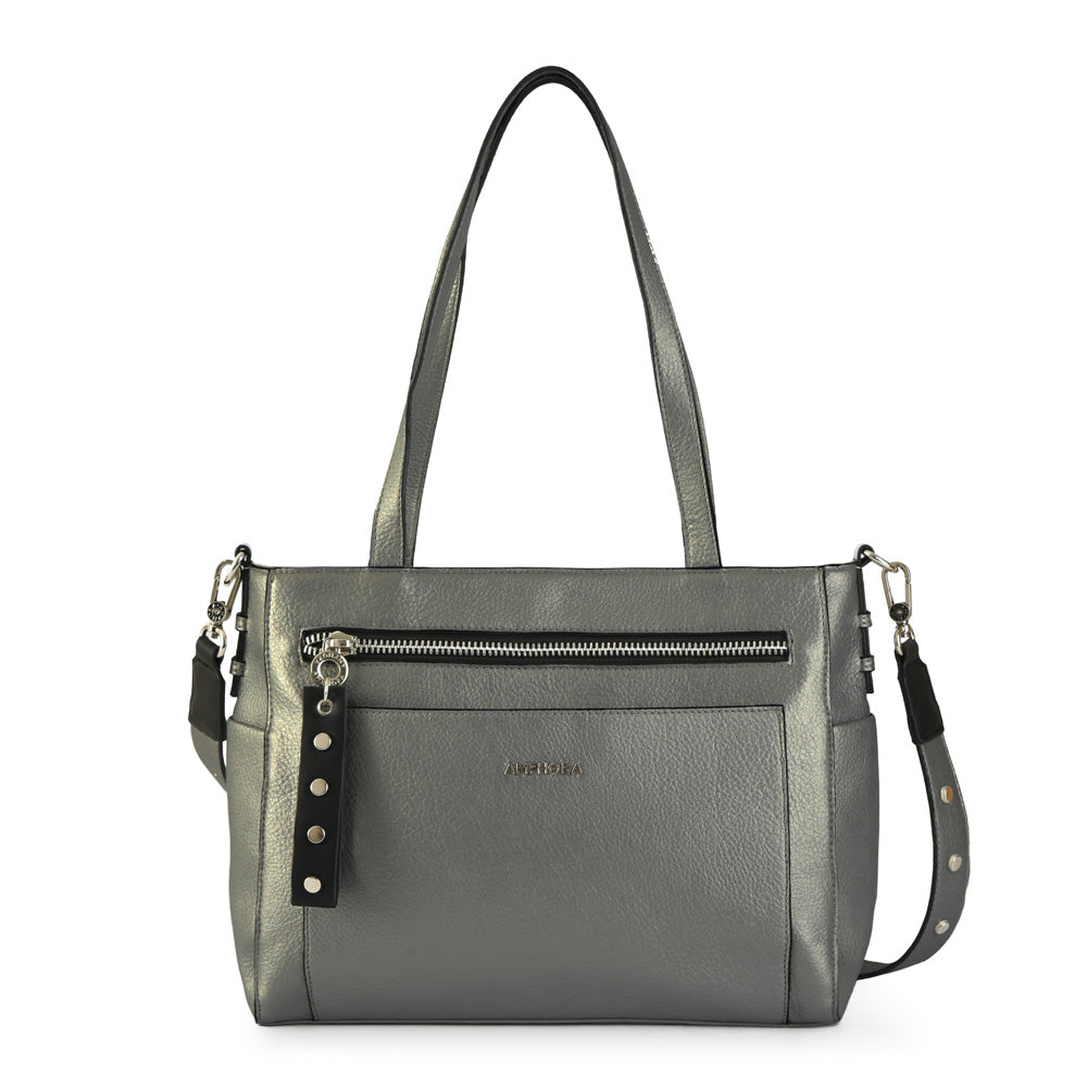 Medium dark silver carpentier two-handle wallet