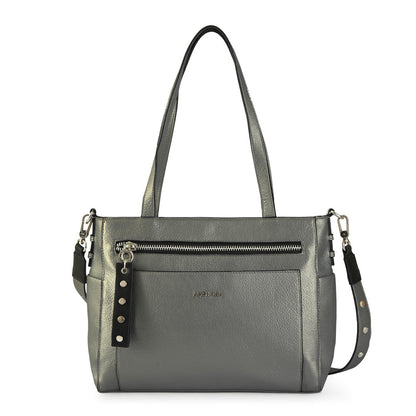 Medium dark silver carpentier two-handle wallet