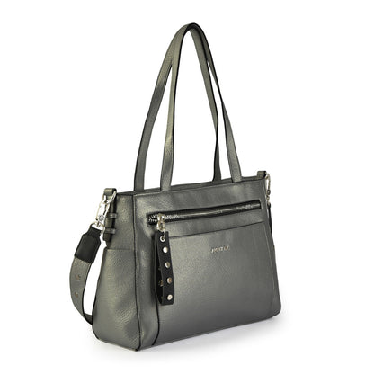 Medium dark silver carpentier two-handle wallet