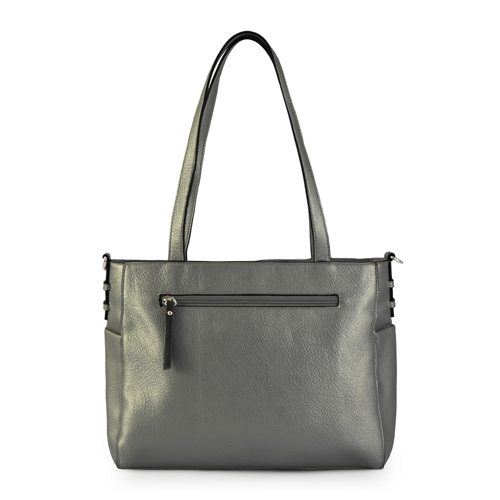 Medium dark silver carpentier two-handle wallet