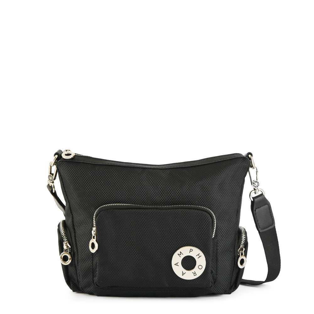Medium black russo crossbody wallet