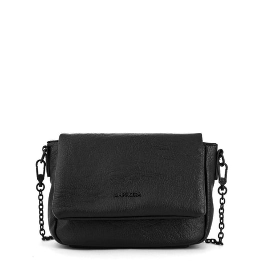 Textured Black Aubry Medium Crossbody Wallet