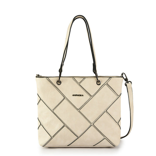 Medium Deluca two-handle ecru white wallet