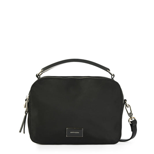 Small textured black lucian crossbody bag