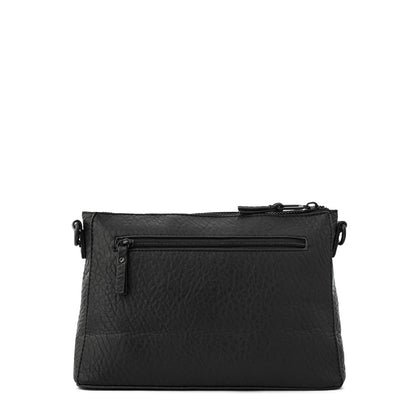 Large textured black jasmin crossbody wallet