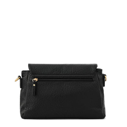 Elena Medium Flip Crossbody Wallet Textured Black