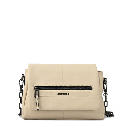 Elena ecru white crossbody bag with medium lid