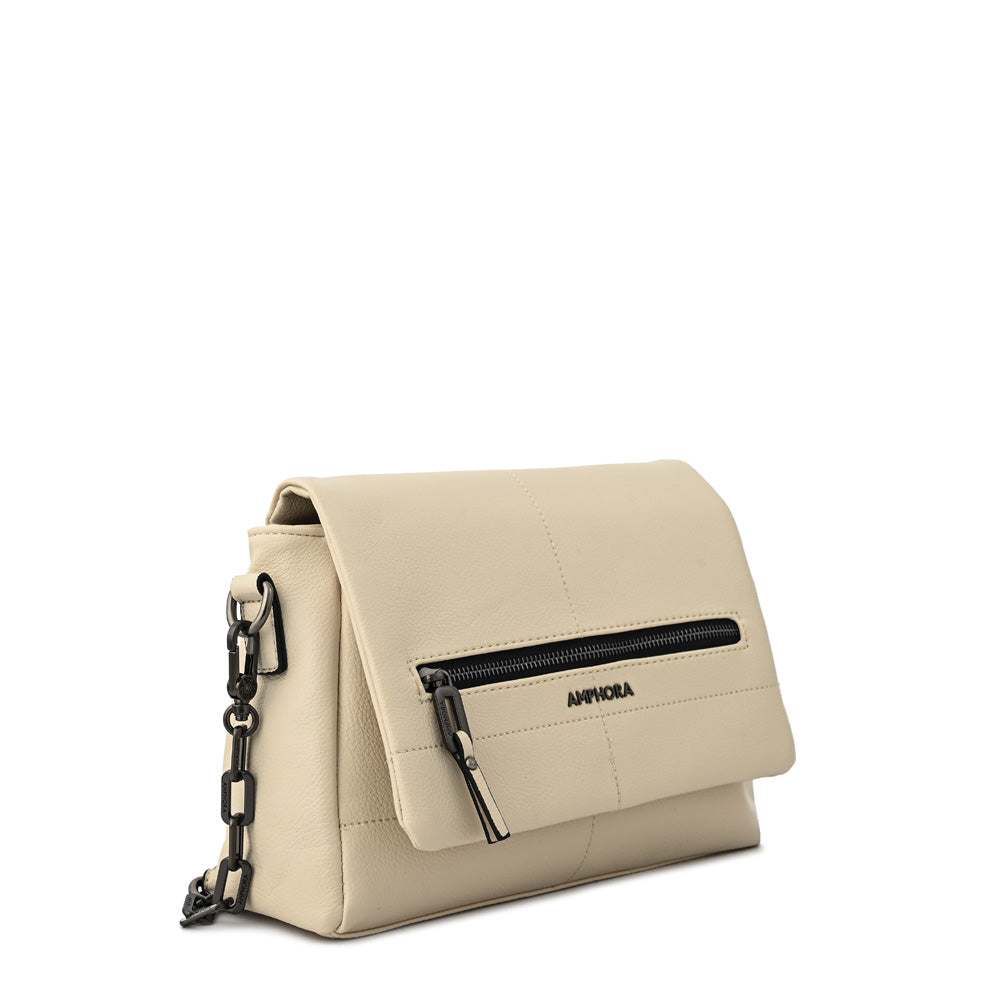 Elena ecru white crossbody bag with medium lid