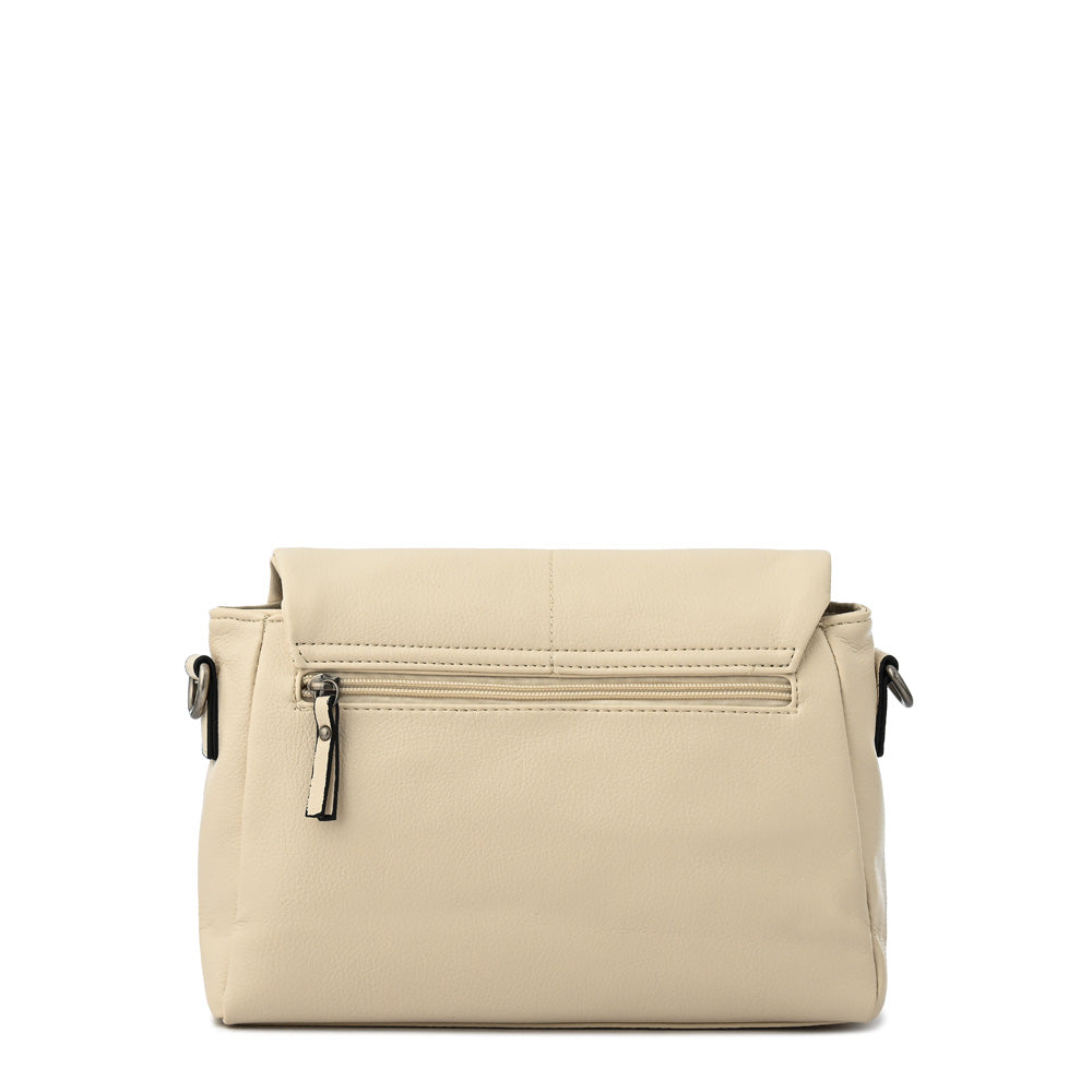 Elena ecru white crossbody bag with medium lid