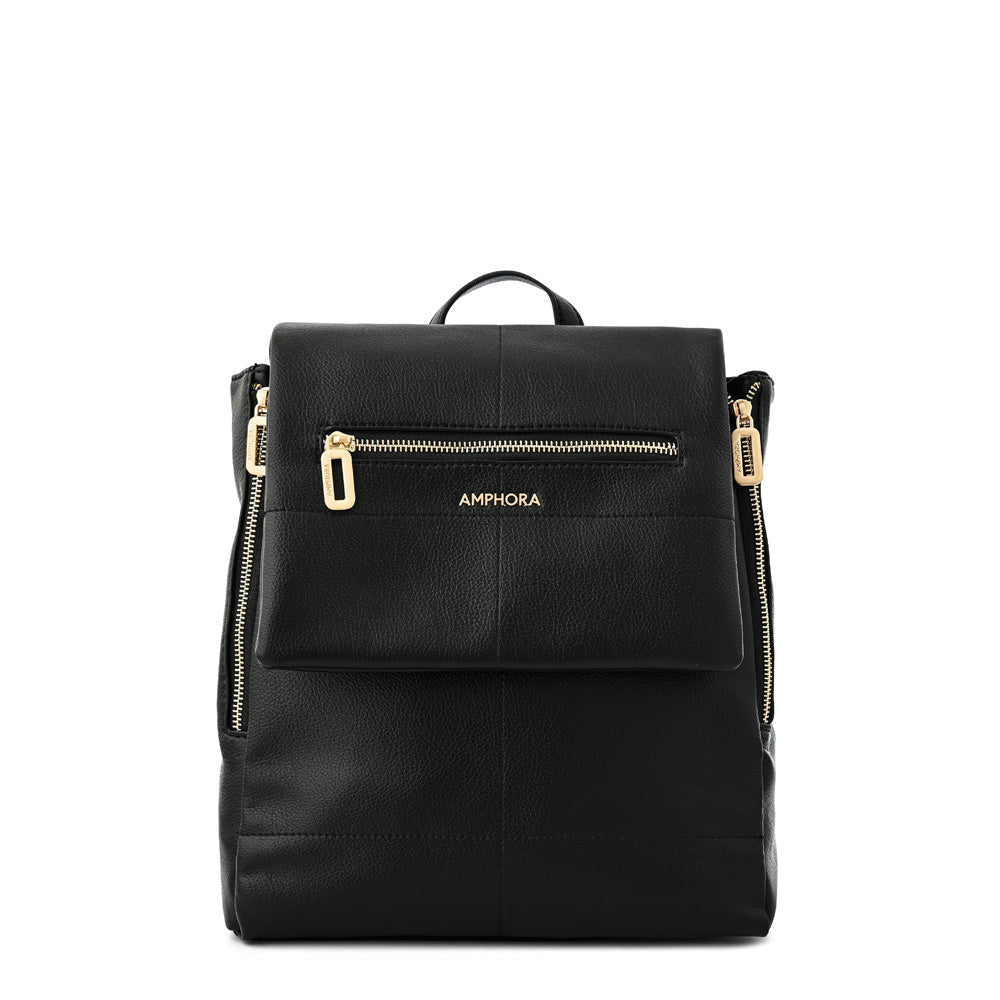 Elena black medium lid backpack