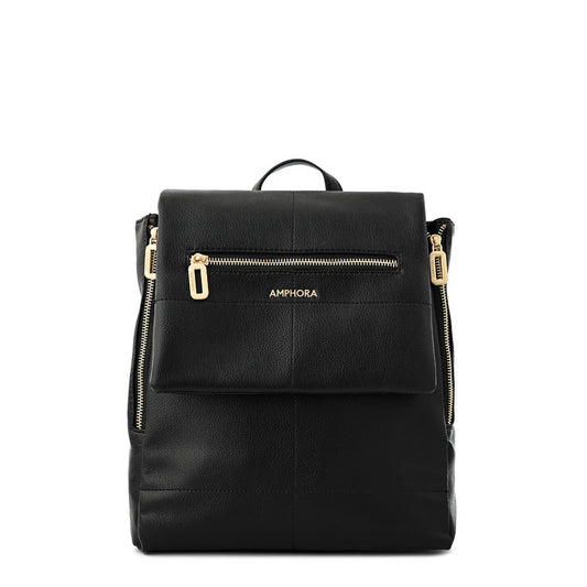 Elena black medium lid backpack